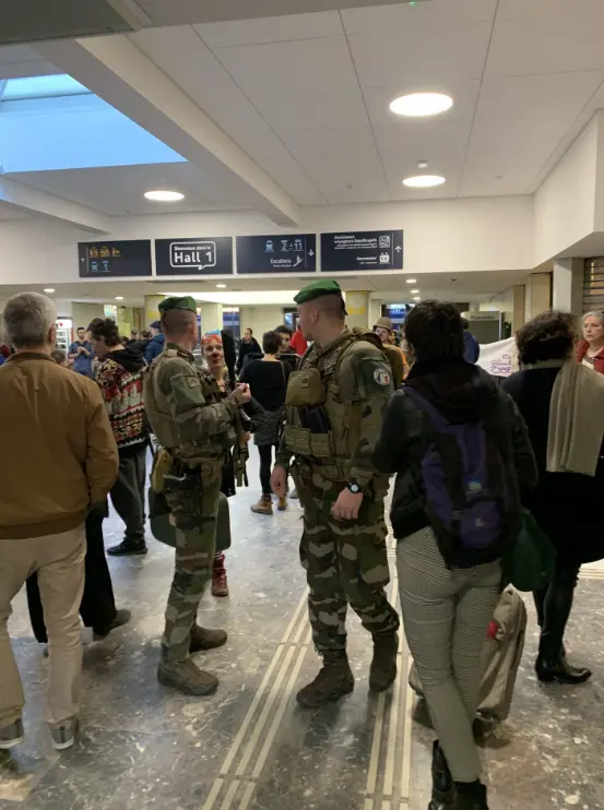 Military counter terrorism unit at Toulouse Matabiau train station.
